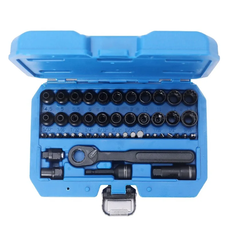 48-Piece set Metric and piercing ratchet sleeve Multifunctional sleeve Tooth piercing sleeve 12-angle perforated set