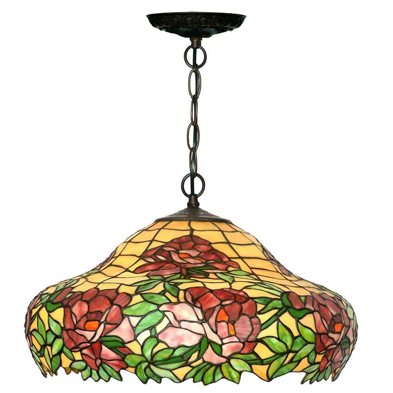 20 inch European chandelier, rose living room light, dining room stained glass creative chandelier