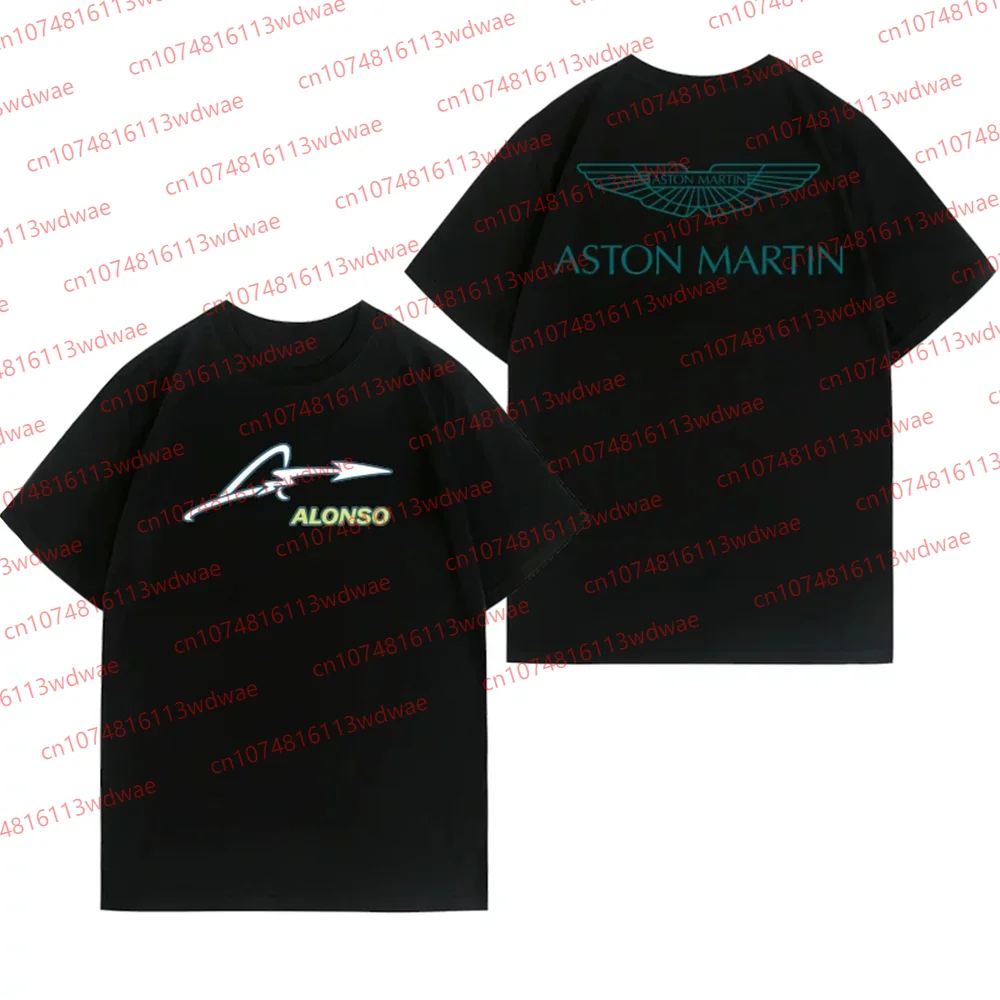 Camiseta del equipo Aston Martin Racing 100% algodón puro Aramco Jersey del equipo 2025 Fernando Alonso 14 Jersey Chándal Camiseta para fanáticos del equipo