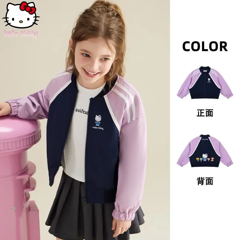 

Новая осенняя куртка Hello Kitty для девочек-подростков: модная, спортивная, повседневная, с аниме-принтом, приятная к телу, на молнии