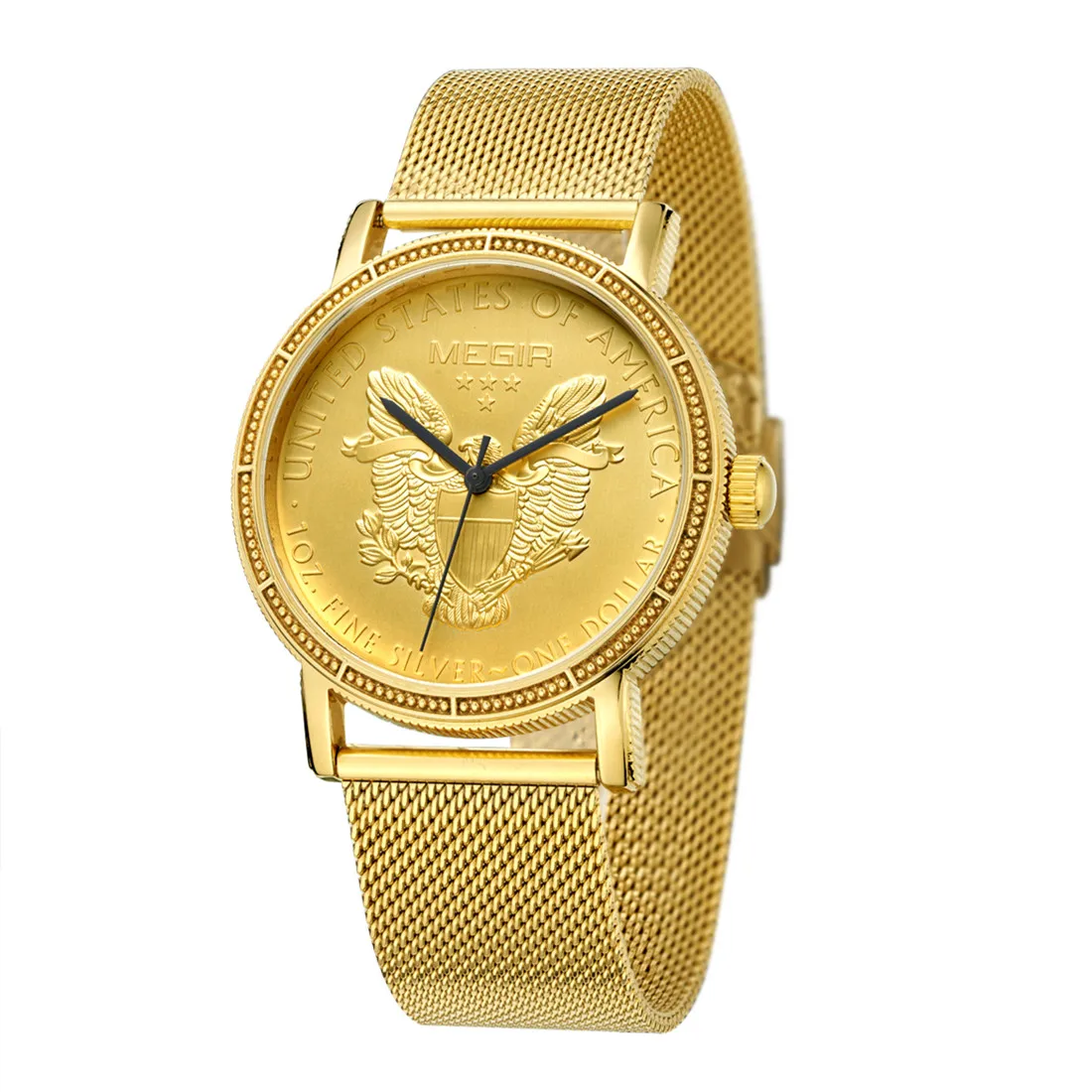 MEGIR ساعات الأعمال الفاخرة للرجال الذهب شبكة معدنية حزام رجل ساعات كوارتز مقاوم للماء ساعة اليد ساعة Reloj Hombre 2032 #4