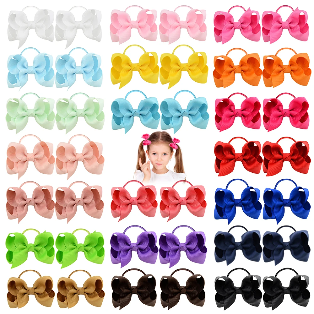 

1 Pcs 3.5" Fashion Small Baby Elastic Rubber band Head rope Mini Solid Ribbow Bow Tie For Girls Wholesale Hair Accessories 029