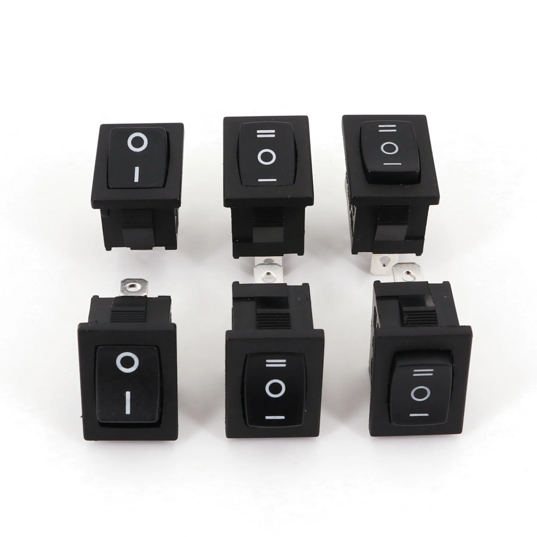 10Pcs Black Honyone MR-1 Series 15 x 21mm Mini Rocker Switch 12A/125VAC 10A/250VAC