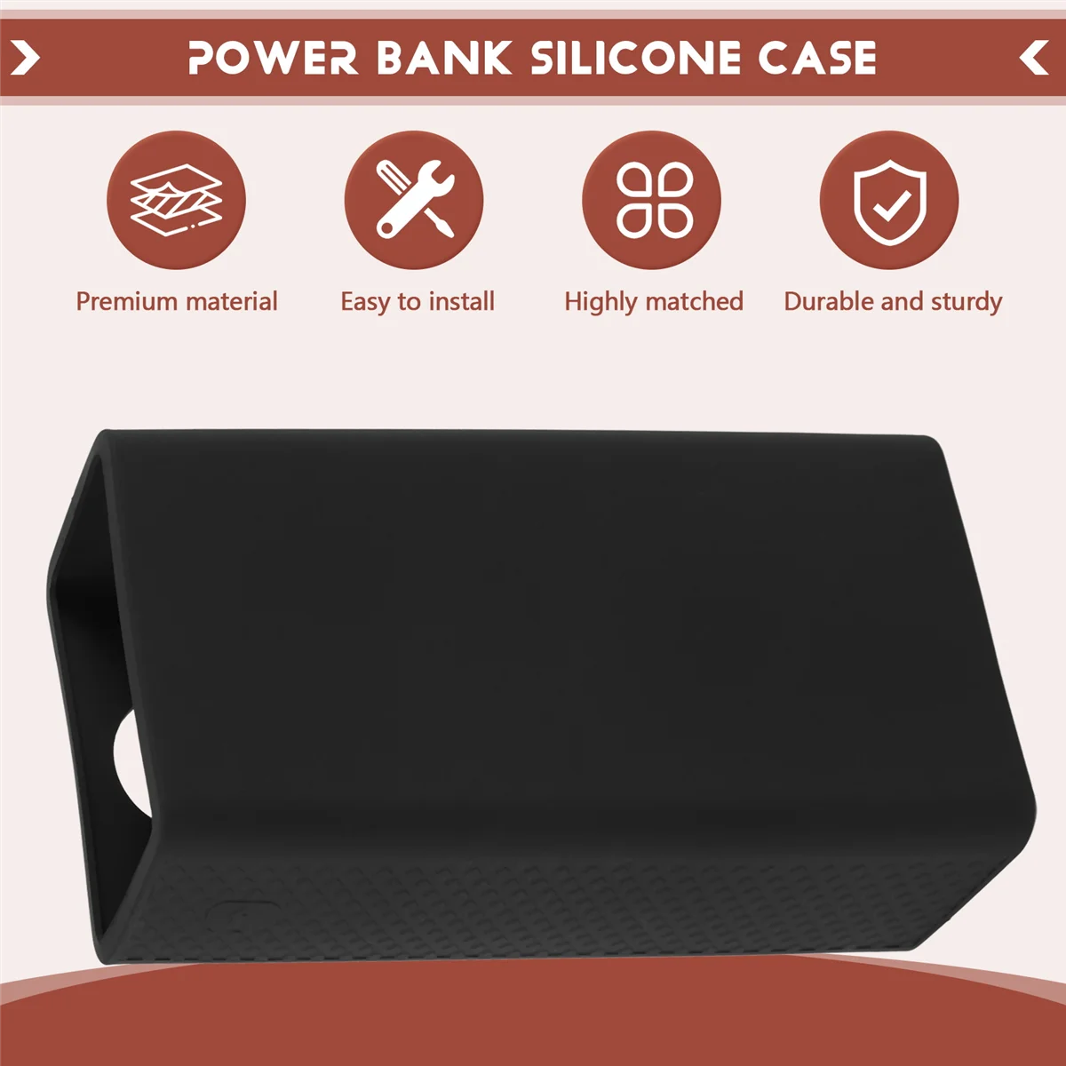 Custodia protettiva portatile Power Bank Custodia in silicone Power Bank da 40000 mAh per Romoss Zeus Pea40 (Nero) Rara