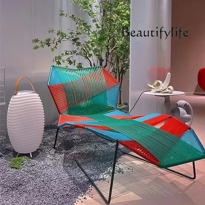 A Outdoor bed courtyard seaside swimming pool rattan lazy sofa bed balcony sunbathing leisure beach chair rattan chair