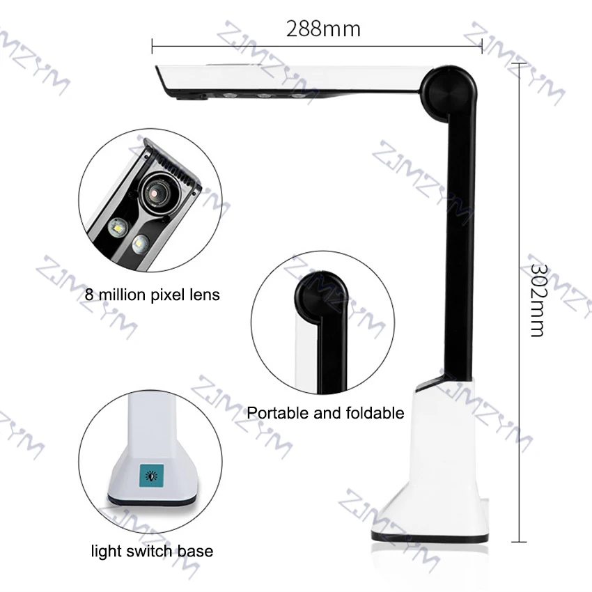 Portable High-Definition Scanner, Document Camera with Real-Time Projection Video Recording Function, A4 Scanner