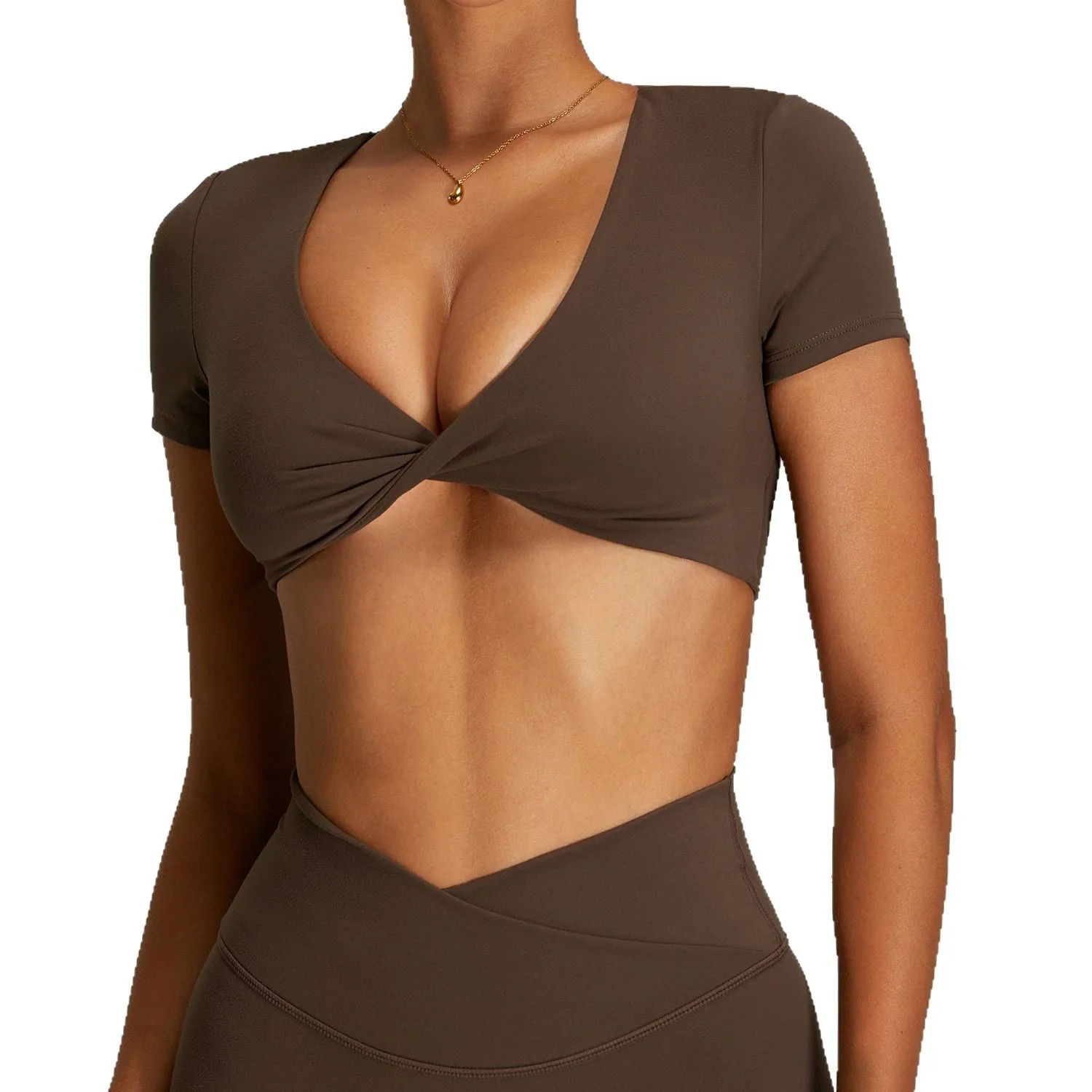 Sexy sportshirts Ademende korte mouwen Workout Tops Fitness Vrouwelijke rugloze yogakleding Sport Crop Tops Dames Gym Top