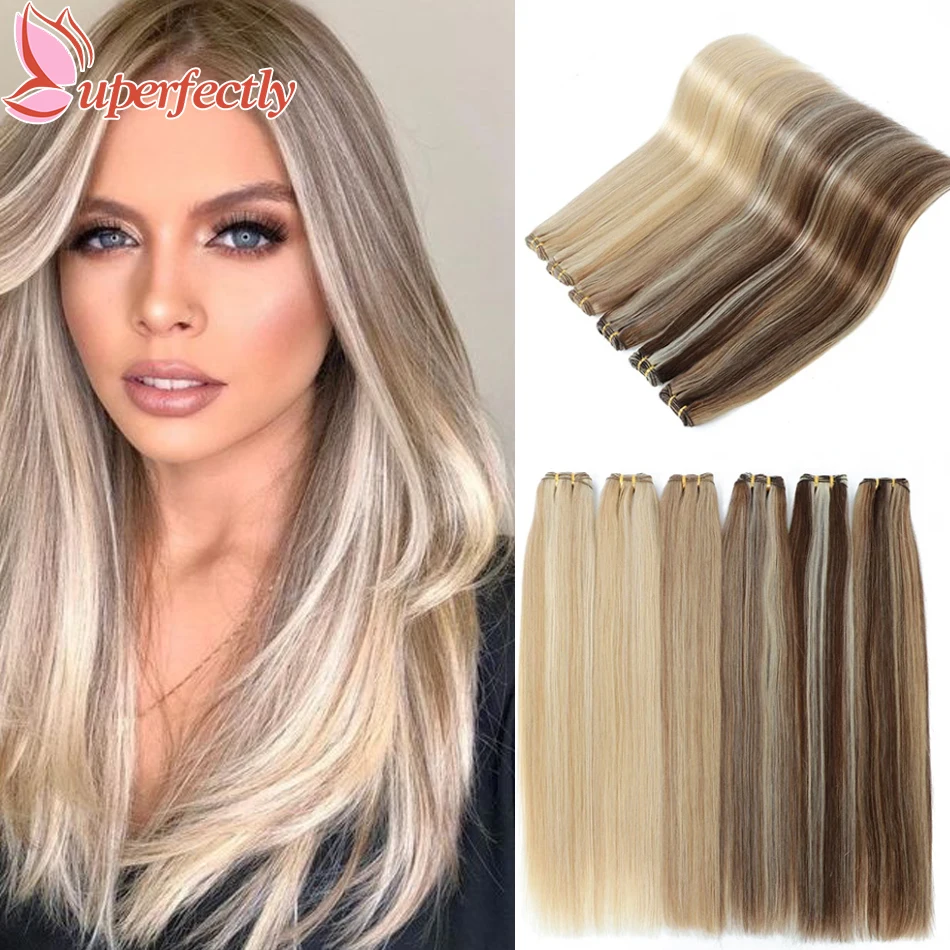 Uperfectly Straight Human Hair Weft European Remy 100% Real Human Hair Extension 12-26Inch For Salon Hair Extensions Weaves