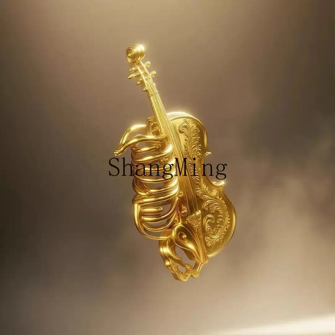 CLL gold violin and sternum, high-end brooch, retro pin, temperament, versatile, personality, punk style high-end - view 4