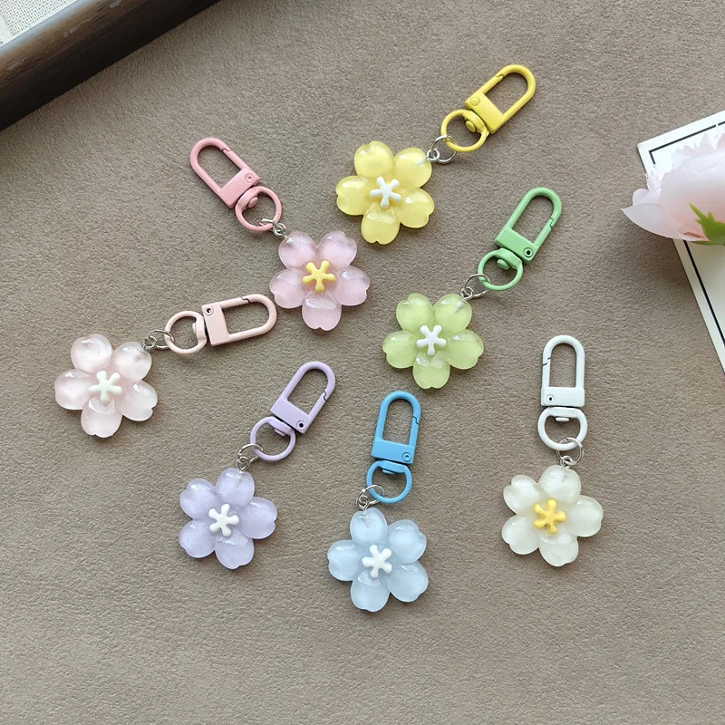 Resin Cherry Pendant Keyring Translucent Jelly Cherry Charm Simulated Flower Keychain Cute Purse Charms YSL18