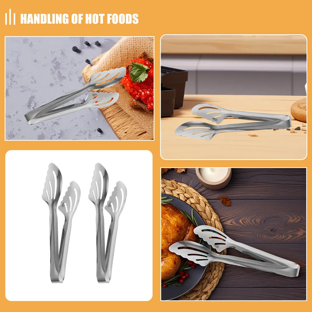 2Pcs Stainless Steel Heat Resistant Food Tongs Kitchen Cooking Bbq Salad Serving Heavy Duty Metal Locking Dishwasher Safe