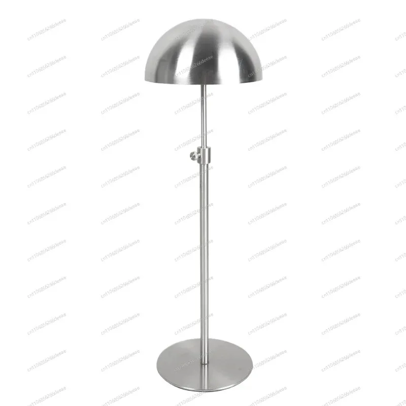 Silver Stainless Steel Round Base Hat Rack Titanium Texture Hat Display Holder Retail Window Ornament Shelf