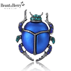 Beaut&Berry Beautiful Enamel Beetle Brooches for Women Unisex Insect Pins Friends Party Gifts Banquet Jewellery Accessories