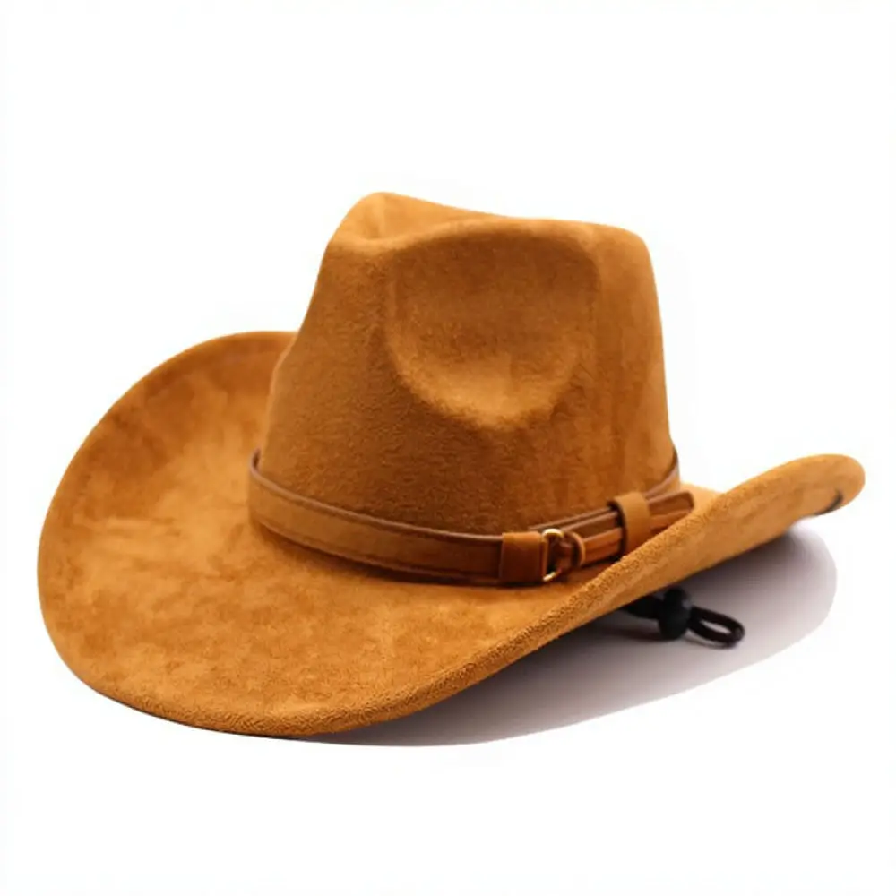 Classic Suede Fedora Jazz Hat Vintage French Style Wide Brim Cap Elegant Western Cowboy Hats Casual Autumn Winter Headgear