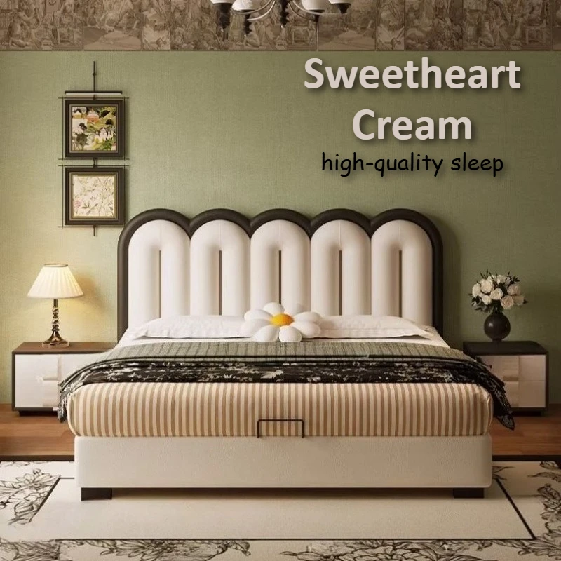 

Decor Aesthetic Double Bed Bedroom Decor For Teen Girls Bed 2 People Nappa Leather Full Size Frame Room Sets Full Set Furniture