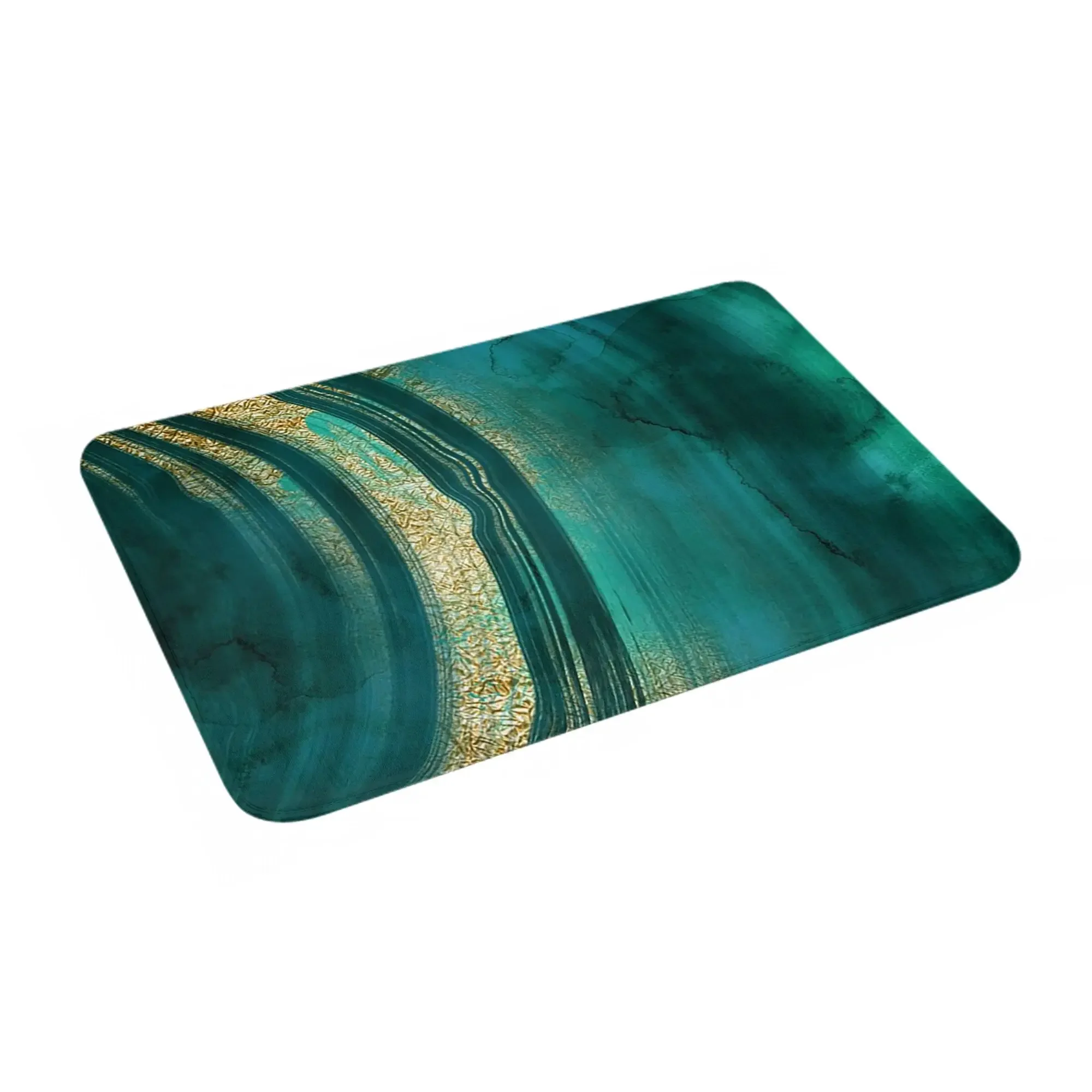 Gold Veined Green Luxury Faux Marble Anti-slip Doormat Floor Mat  Carpet Rug for Kitchen Entrance Home Bedroom Footpad Mats