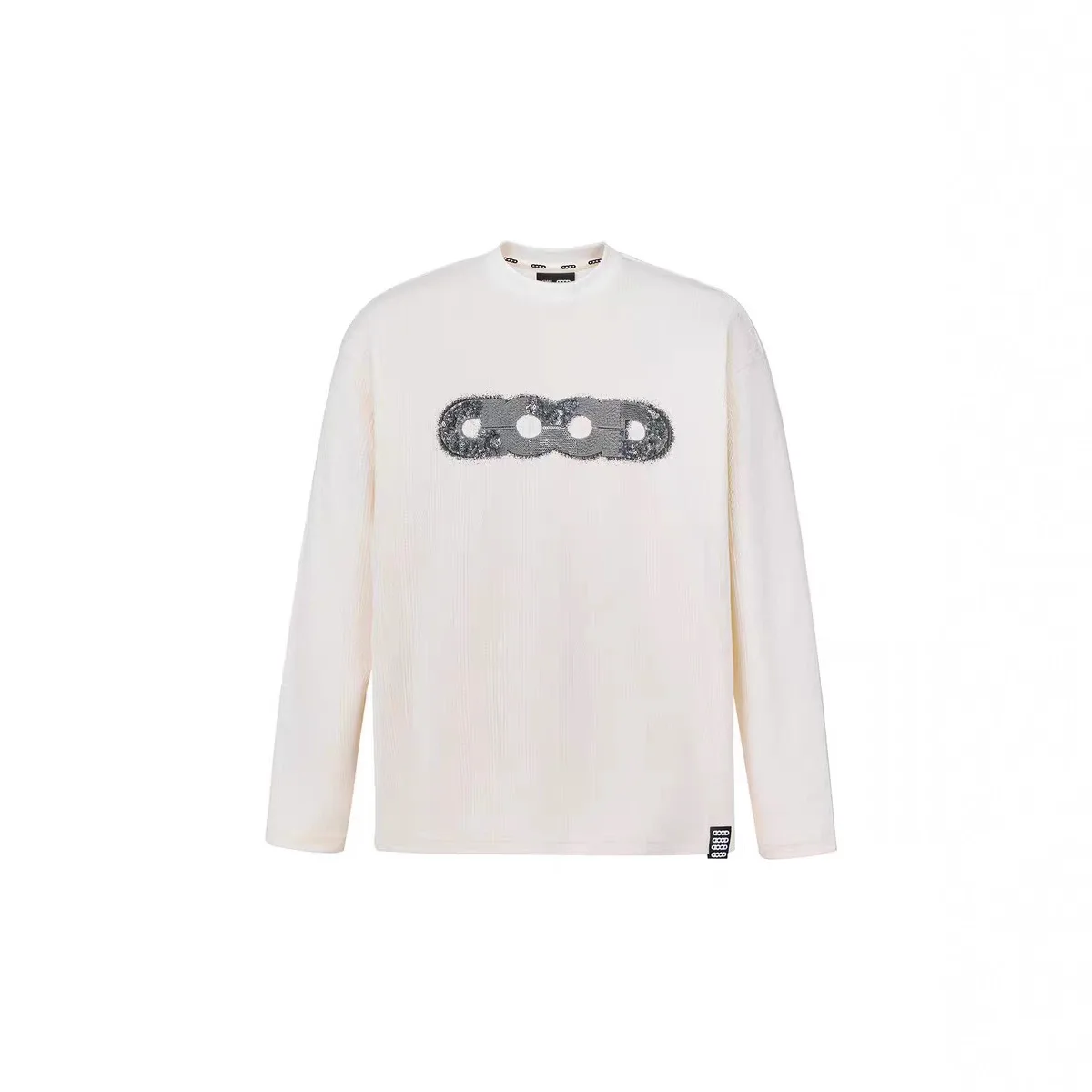 Camiseta de manga larga con estampado de logotipo Premium, moda de lujo ligera con lentejuelas de retazos de buena marca de alta calidad