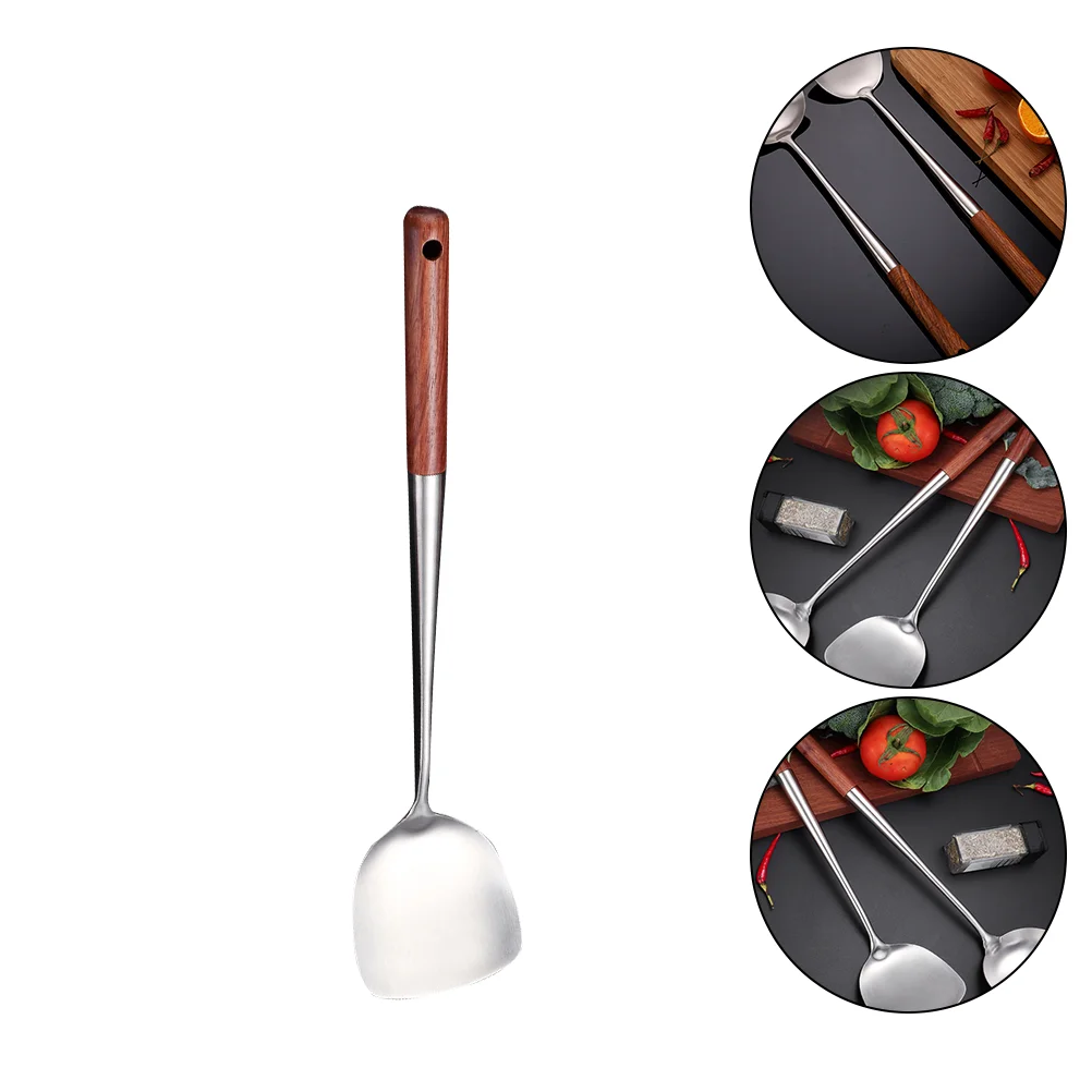 

Spatula Mesh Utensils Strainer Wok Organizer Nonstick Pan Cooking Food Stainless Steel Home Wooden Handle