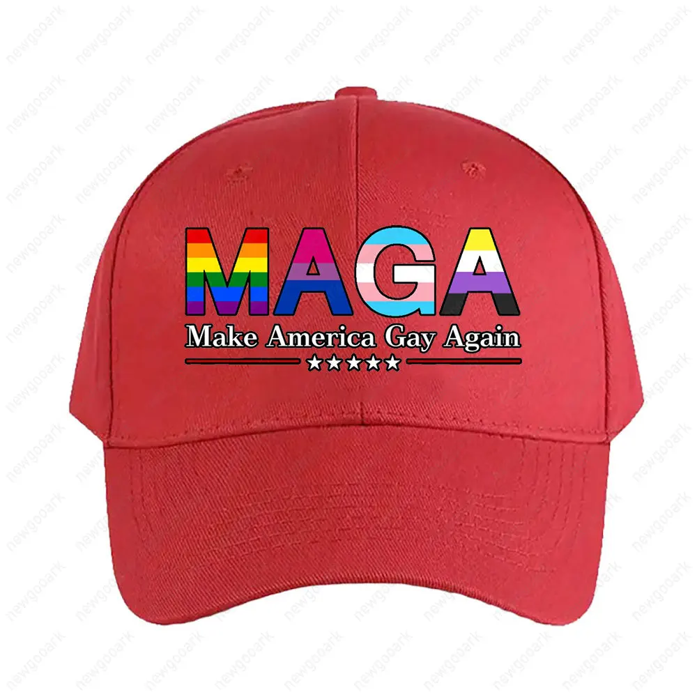 MAGA Make America Gay Again W Black Outline Cap Woman Man Adult Casual Adjustable Printed Baseball Caps Trucker Cap