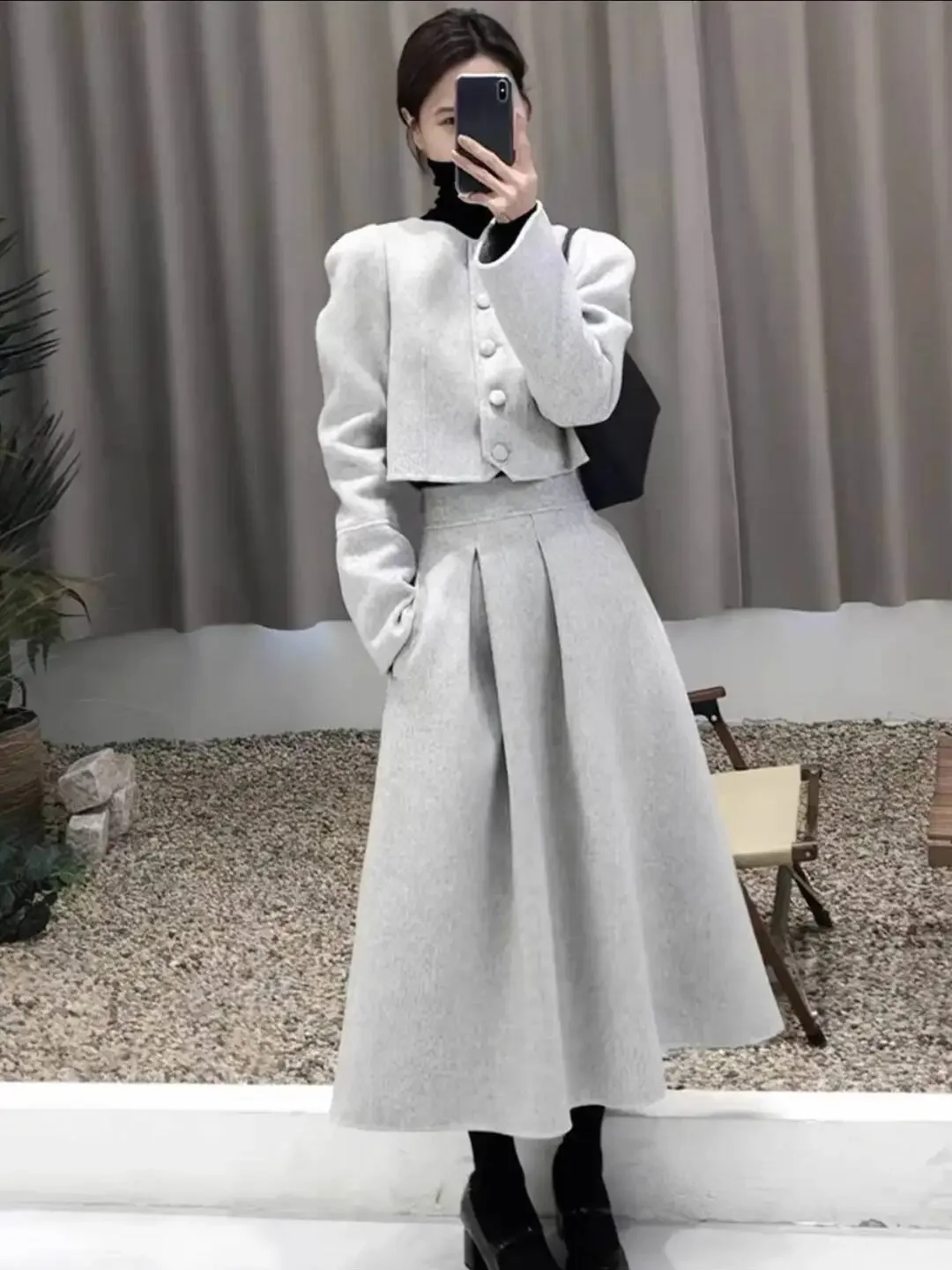 Gagarich Fashion Beautiful Winter Clothes Paired Complete Set Korean Style Heiress Small Fragrant Woolen Woolen Two Piece Set