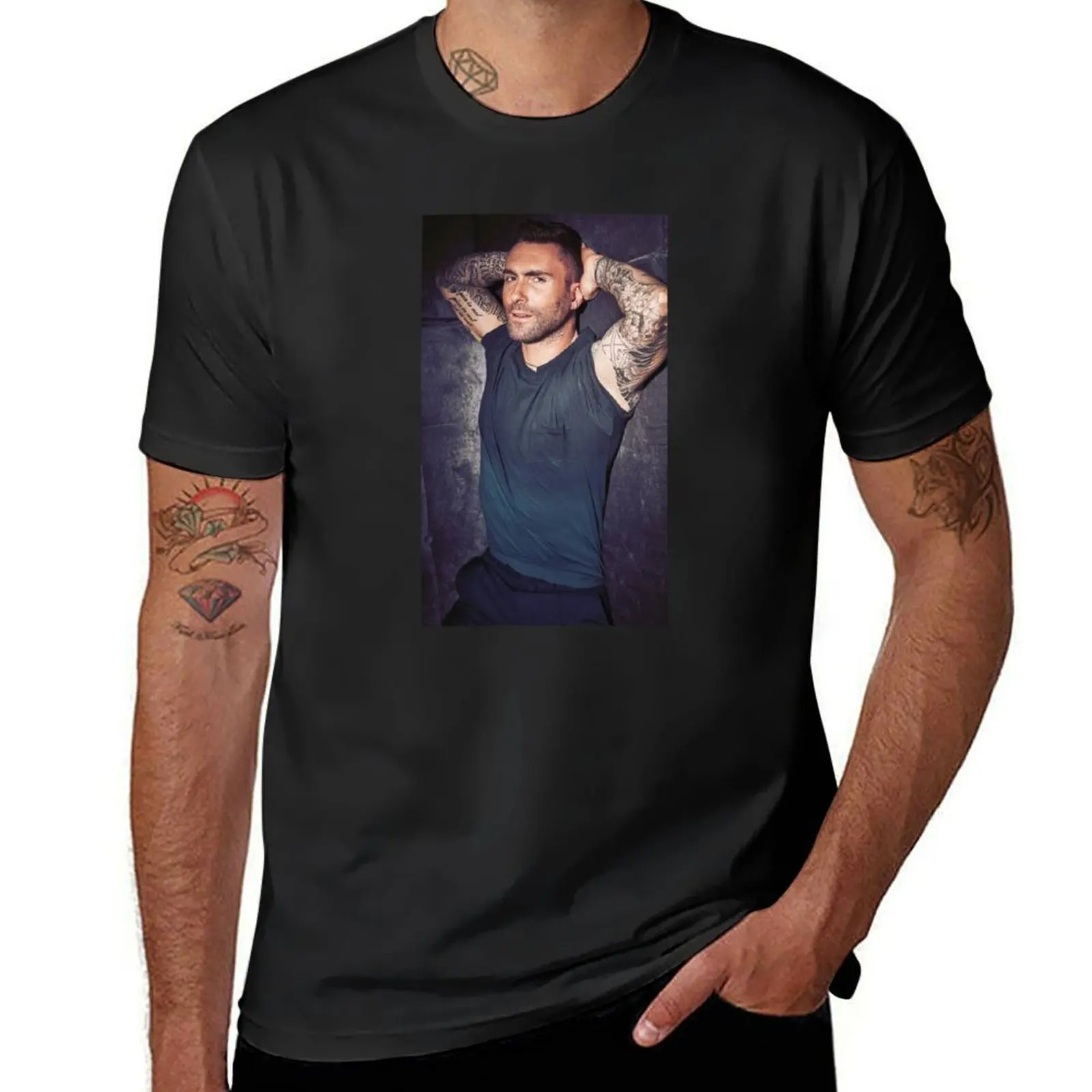 

Adam Levine Illustration T-Shirt sweat sports fans men workout shirt