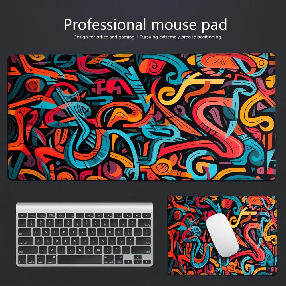 Abstract Symbol Graffiti Mouse Pad HYBXAXC Large Black 400X900 PC Computer Keyboard XXL Desk Mat Office Interior Accessories Rug