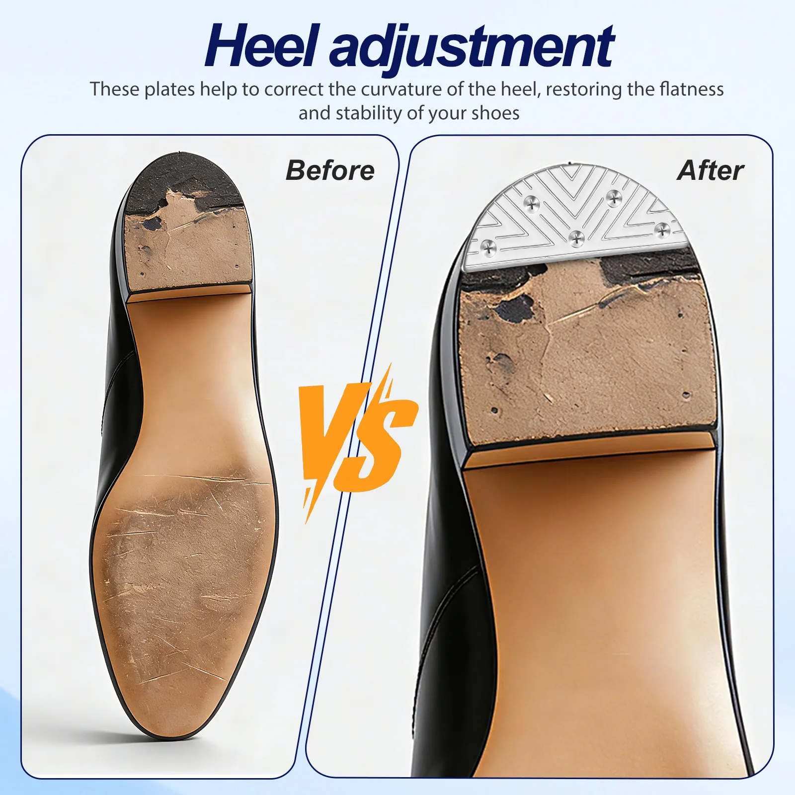 

Wear Resistant Shoe Heel Repair Plates Metal Boot Pads for Men Half Moon Heel Protectors with Fixing Screws