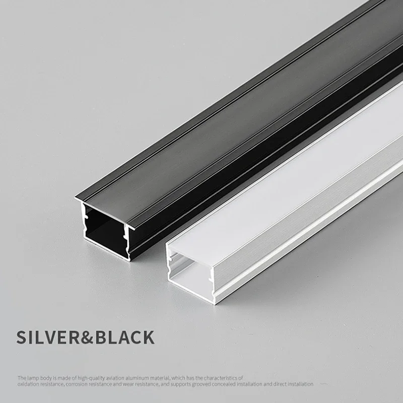 2010 2310 Black LED Aluminum Profile U Shape Channel Black Milky Diffuser Wall Line Lighting Cabinet Kitchen Linear Strip Light