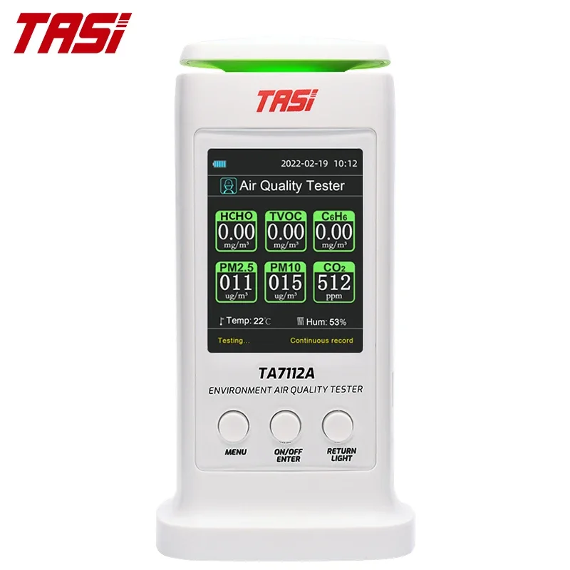 TASI TA7112A 8 в 1, детектор качества воздуха PM2,5 10 HCHO TVOC C6H6 CO2, термометр, монитор формальдегида, домашний тестер