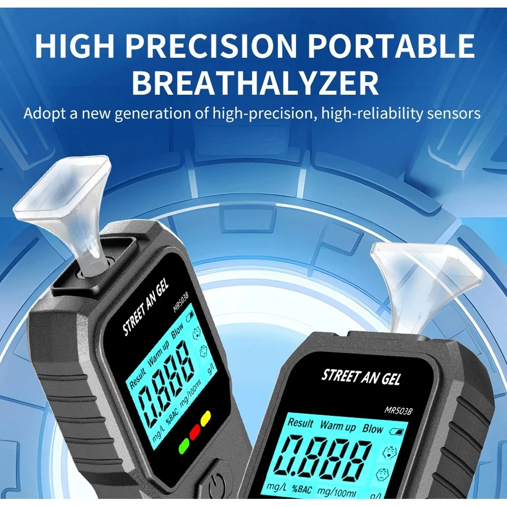 Portable Digital Alcohol- Tester Alcohol- Detector Breathalyzer High-Precision Sensor LCD Display Alcotester With Mouthpieces