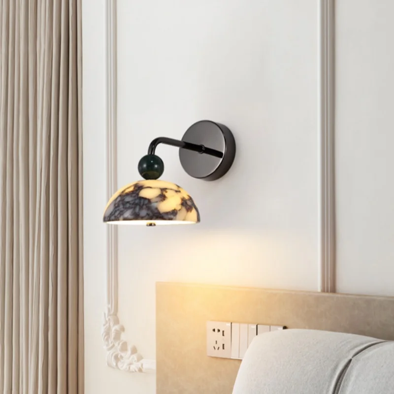 

Classical Luxury 3 Changeable Stepless Dimming Marble Wall Light For Bedroom Living Room Office Indoor Home Decorative Fixture