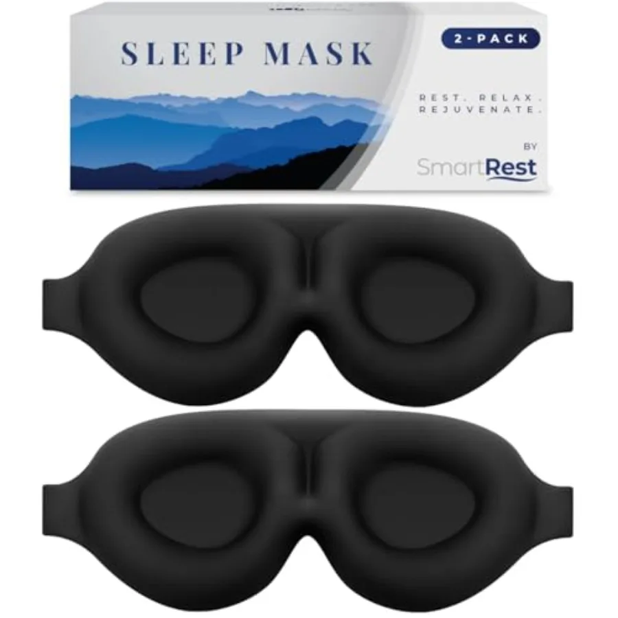 

Sleep Mask [2 Pack] - Eye Mask for Sleeping - Patented, Contoured, 100 Blackout, Zero Pressure Sleeping Masks for Women and Men