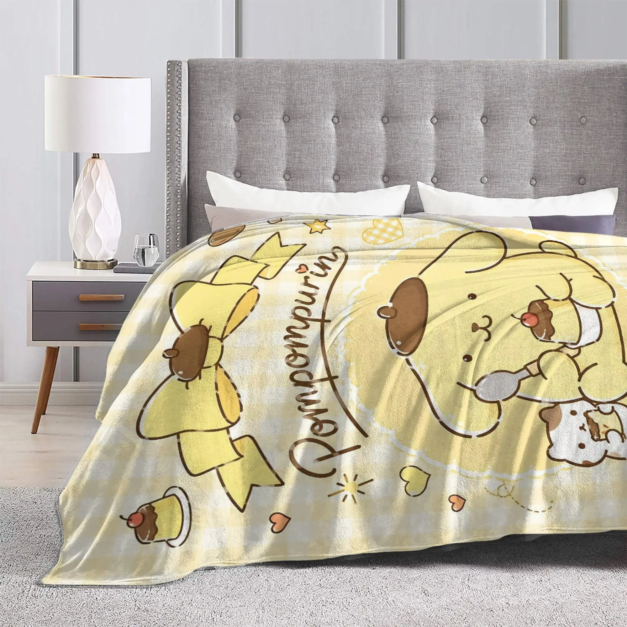 Pompompurins Kawaii Dessert Cute Dog Blanket Fleece Multi-function Lightweight Thin Throw Blanket for Sofa Bedroom Rug Piece