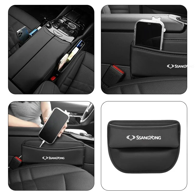 Multifunction Car Seat Gap Organizer Storage Box Pocket Universal For Ssangyong Actyon Rexton Korando Rodius Kyron Tivoli Musso