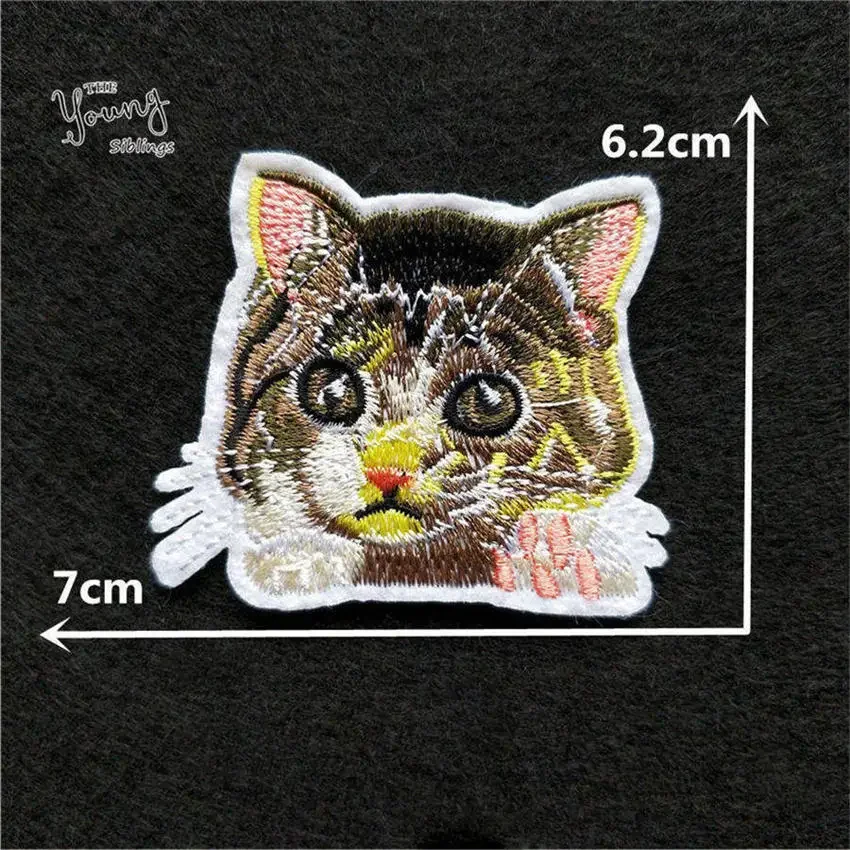 New Leopard Cute Cat Face Sewing Iron-on Clothes Patch Cartoon Embroidery Patches Hotfix Applique Motifs Sew On Jeans Stickers