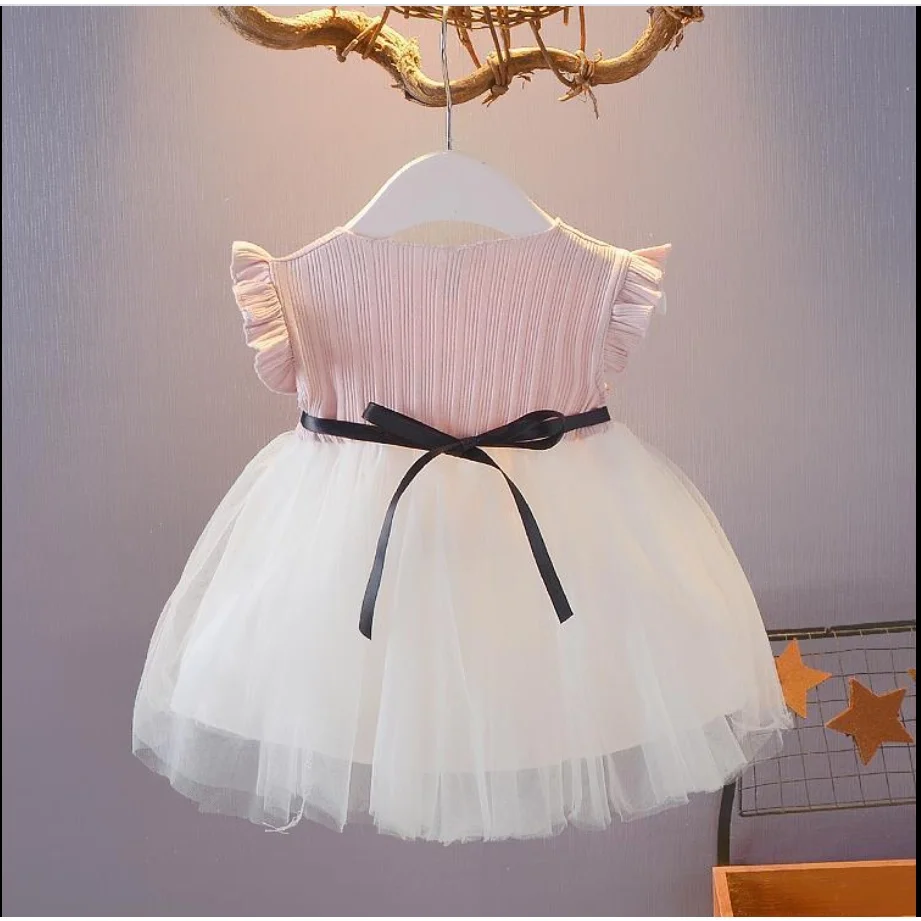 Sweet Dress Baby Girl Rabbit Tulle Skirt Sleeveless Daily Outfit Wear Birthday Party Princess Dress for Toddler Girl 0-4 Years