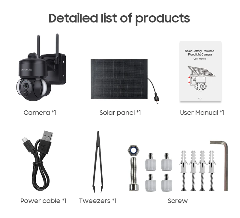 SHIWOJIA Outdoor Camera 4G / Wifi Solar Powered 7500mAh Battery with 5W Solar Panels 4MP Color Night Vision Wireless Garden CCTV