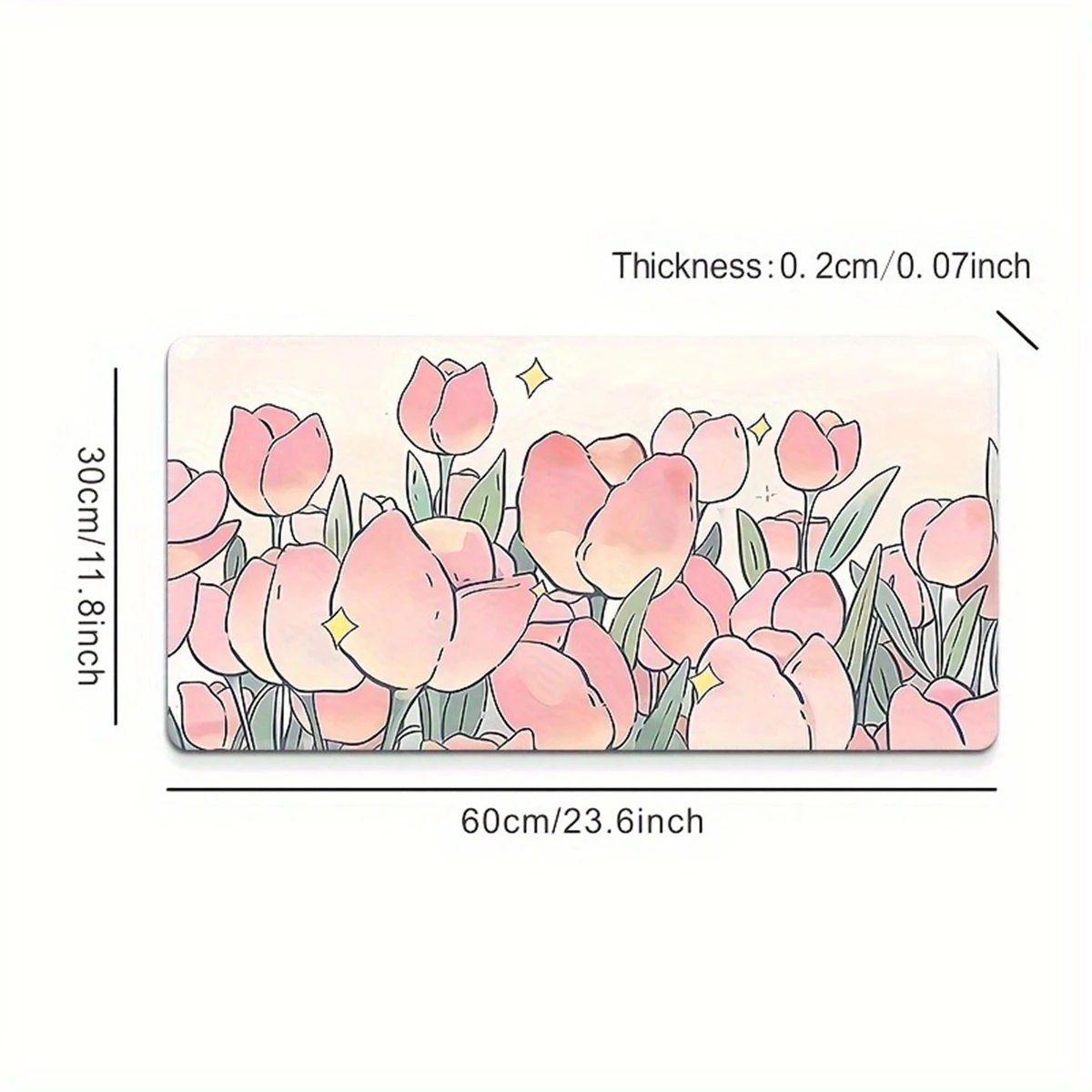 1pc Pink and Red Tulips Pattern Gaming Mouse Pad Multi-Size Non-Slip Stitched Edge Computer Keyboard Desk Mat For Office Home