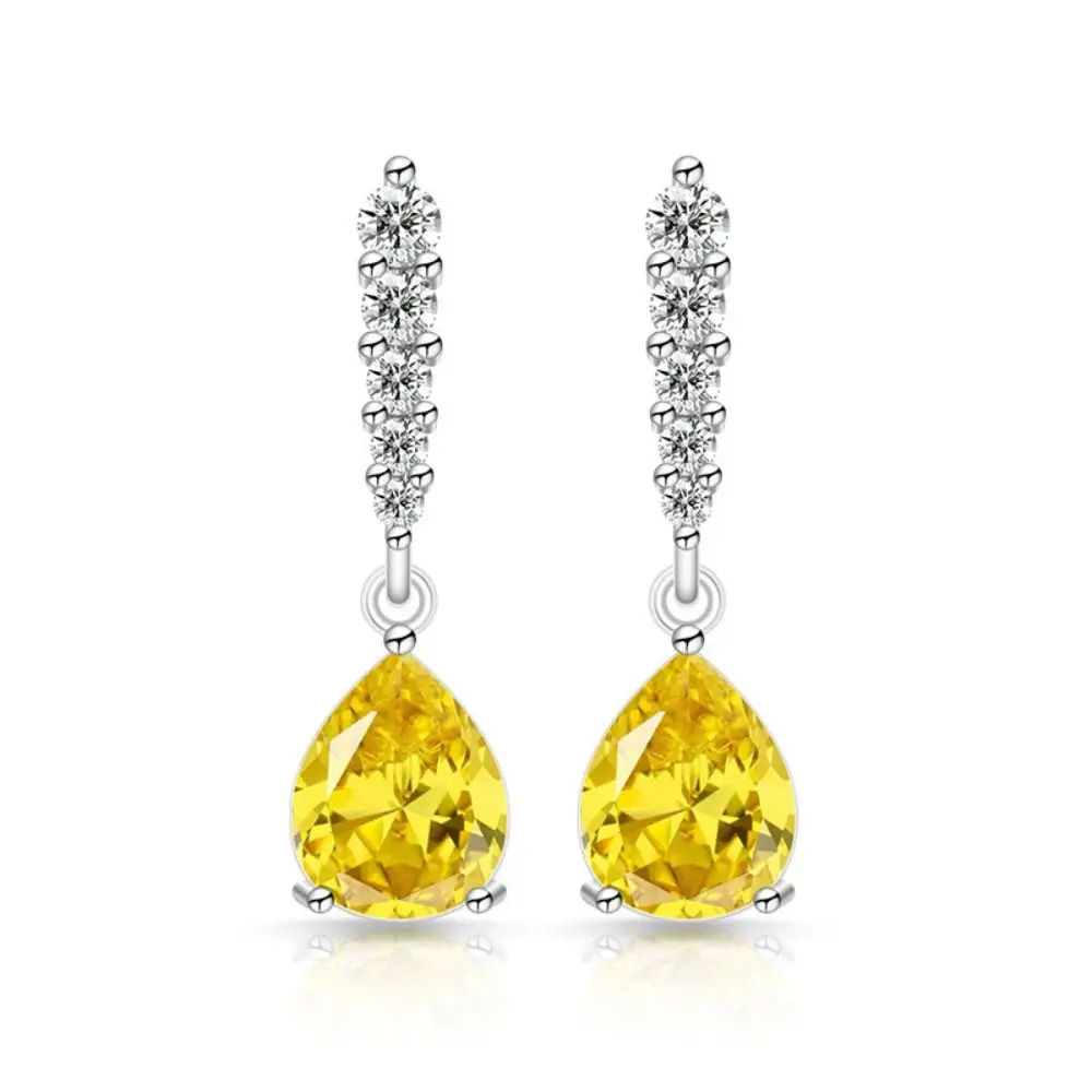 Copper Water Drop Earrings Silver Color Shining Design Fashion Jewelry Earrings Luxury Finish Light Weight Women's Earrings