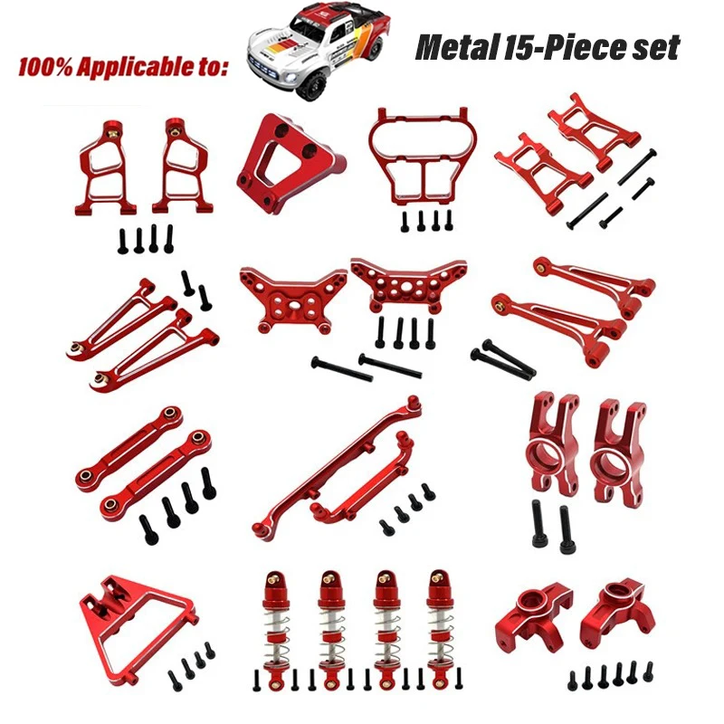 Actualización de metal MJX 14211 Hyper Go Electric RC Car Piezas de mejora de metal - Copa de dirección, brazos A superiores e inferiores, kit de amortiguador