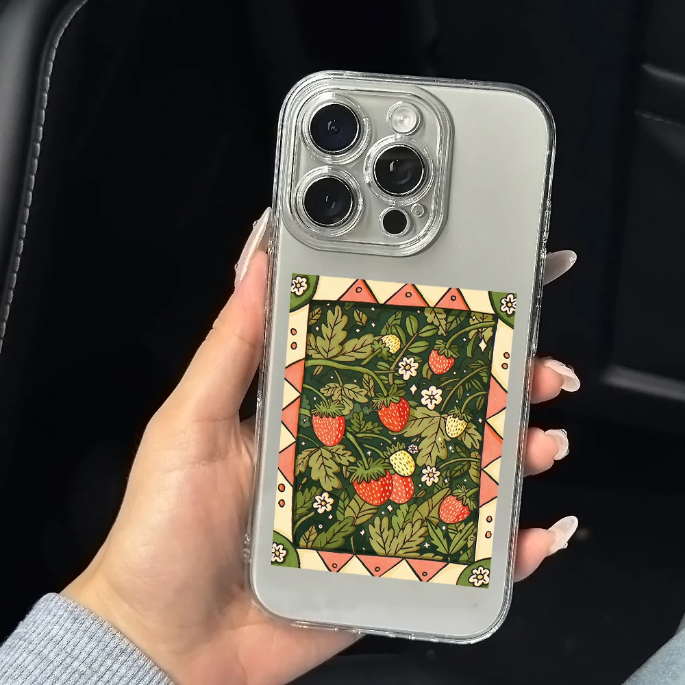Erdbeerpflanze Silikon Handyhülle für IPhone 17 16 15 14 13 12 11 Pro Xs Max Air Mini 7 8 6 6s Plus SE 2020 2022 Cover