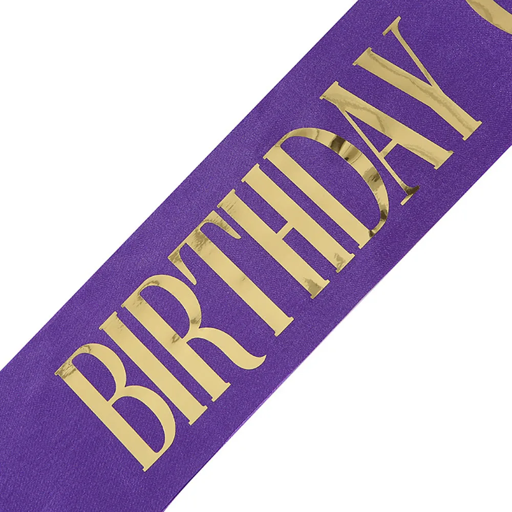 Lila Geburtstagskönigin-Kristall-Tiara, Krone und Satin-Schärpe, Geschenke für Frauen, Happy 30, 40, 50, 60, 70, Geburtstagsparty-Dekorationszubehör – Detail 5