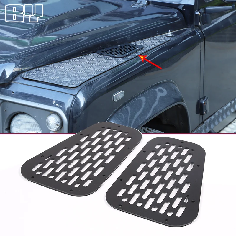 For Land Rover Defender 90 110 2004-18 aluminum alloy car hood air outlet protective mesh cover sticker car exterior accessories