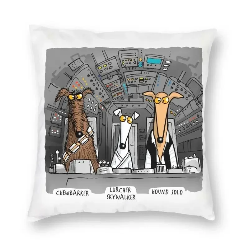 Greyhound Whippet Cartoon Pillow Case Decor Home Nordic Hound Solo Assorted Dog Outdoor Cushions Cover Square Pillowcase