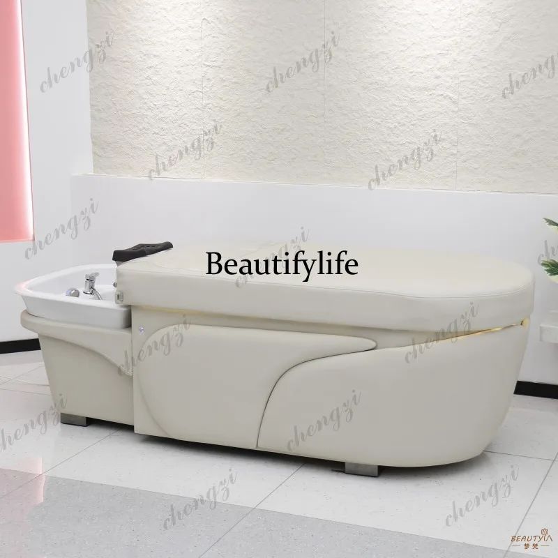 Barber shop Thai shampoo bed beauty salon lying flat massage flushing bedside recuperation hair ceramic basin hair salon special