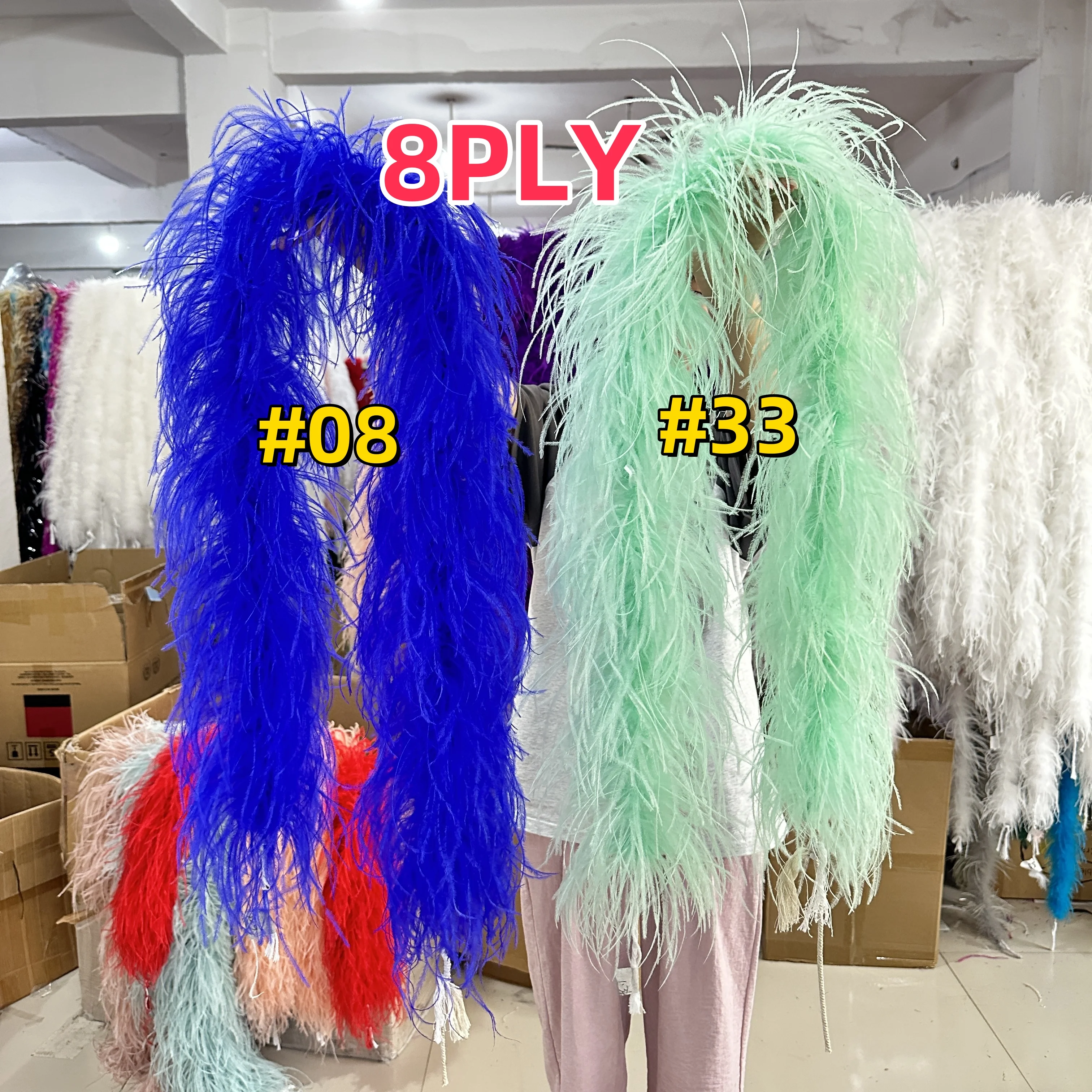 

0.5/1/1.5/2/3M Long Ostrich Feather Boa Pretty Colored Shawl/Scarf Dress Decorations Accessories Fluffy Feather Boa 8PLY Thick