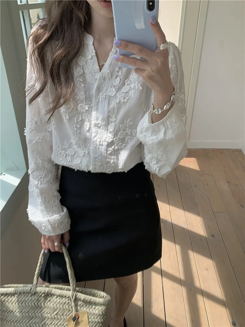 Summer Women Blouse Spring Shirt Female Woman Blouse Maxi Blusas Chiffon Casual Elegant Vintage Long Sleeve Oversize Loose White