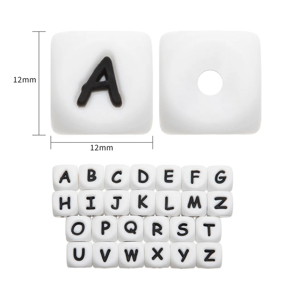 TYRY.HU 50Pcs Letter Silicone Beads Personalized Teething Teethers DIY Pacifier Chains Pearl Silicon Alphabet Beads Accessories
