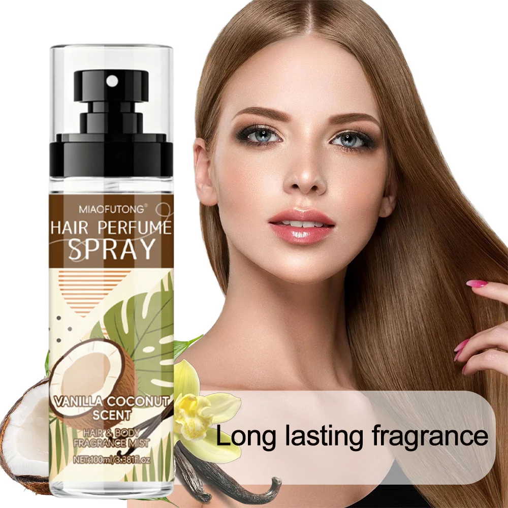 Multi effect coconut hair scent, body fragrance, can be sprayed on hair to add freshness to hairstyles, sprayed on the body to