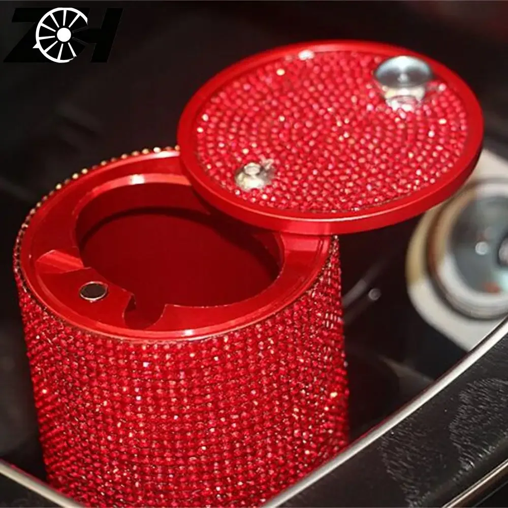 New Car Diamond Ashtray Portable Light Multi Purpose Universal Car Metal Mini Ashtray